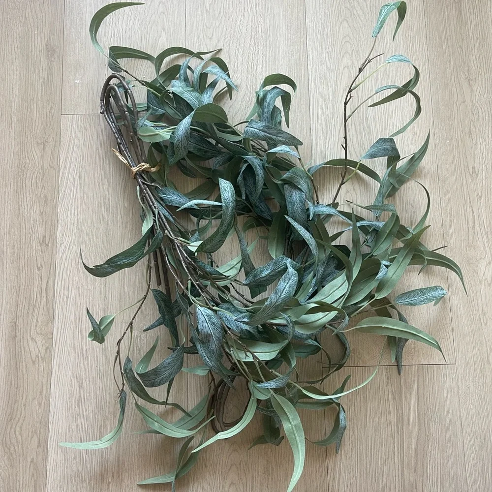 Faux Eucalyptus Stems 34' Long Fake Salix Leaves Artificial
